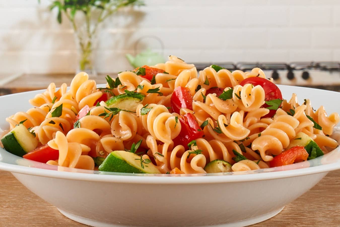 Red Lentil Fusilli with Vegetables & Herbs